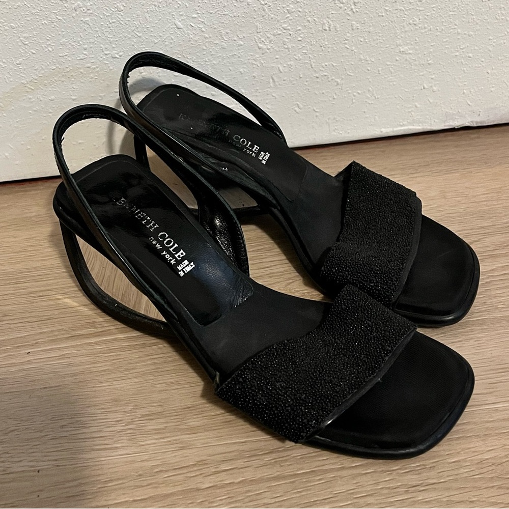 Kenneth Cole Black Slingback Mirror Heels